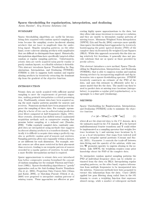 Sparse Thresholding for Regularization, Interpolation, and Dealiasing PDF